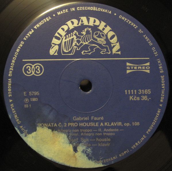 Supraphon 1111 3165 - Gabriel Fauré, Ottorino Respighi, Josef Su - Image 3