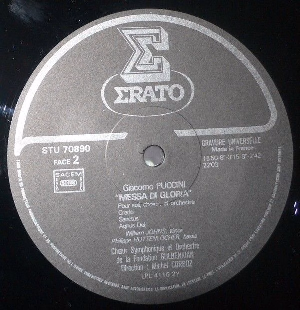 Erato STU 70890 - Giacomo Puccini, William Johns, Philippe Hutte - Image 4