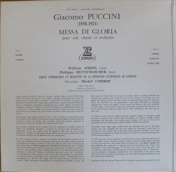 Erato STU 70890 - Giacomo Puccini, William Johns, Philippe Hutte - Image 5