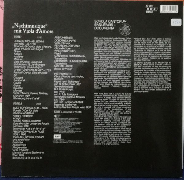 Deutsche Harmonia Mundi 1C 065 16 9514 1 - Schola Cantorum Basil - Image 2