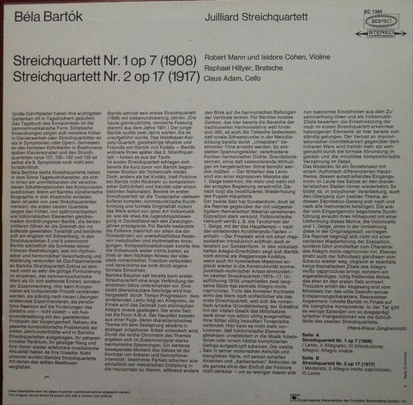 Epic BC 1364 - Béla Bartók, Juilliard String Quartet - Streichqu - Image 2