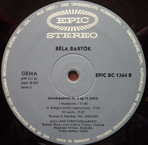 Epic BC 1364 - Béla Bartók, Juilliard String Quartet - Streichqu - Image 3
