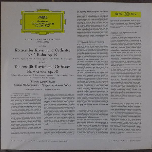 Deutsche Grammophon 138 775 SLPM - Ludwig van Beethoven, Wilhelm - Image 2