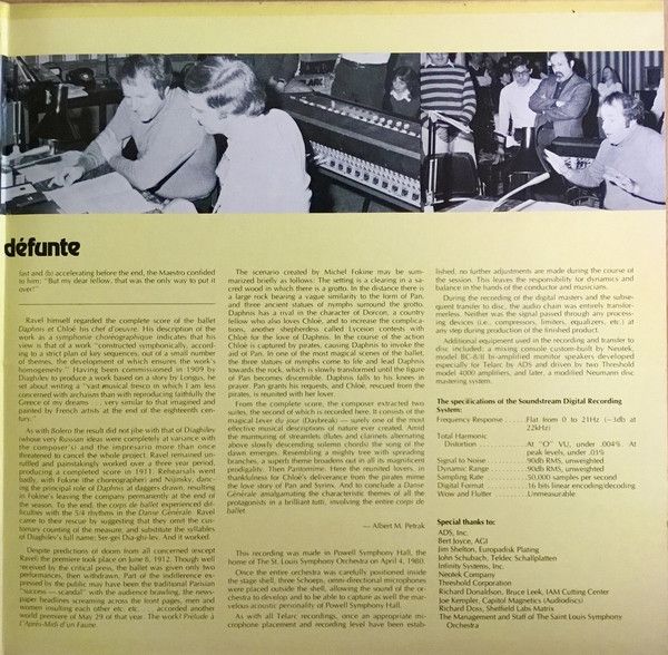 Telarc 10052 - Maurice Ravel, Leonard Slatkin, Saint Louis Symph - Image 3