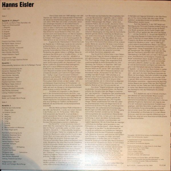 Nova 8 85 038 - Hanns Eisler - Septett Nr. 2 »Zirkus« / Nonett N - Image 2