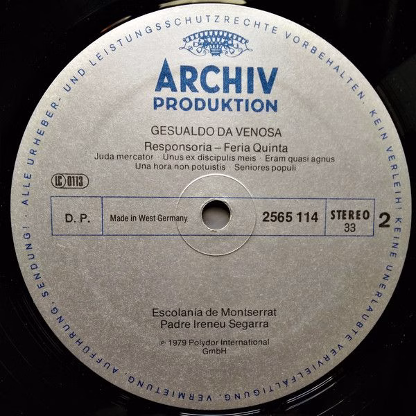 Archiv Produktion 2723 062 - Carlo Gesualdo, Escolanía De Montse - Image 4