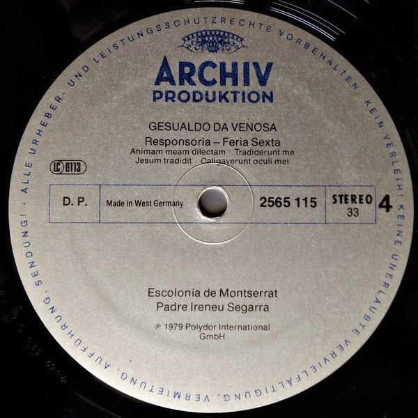 Archiv Produktion 2723 062 - Carlo Gesualdo, Escolanía De Montse - Image 6