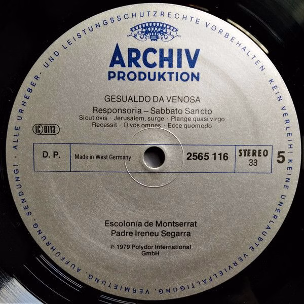 Archiv Produktion 2723 062 - Carlo Gesualdo, Escolanía De Montse - Image 7