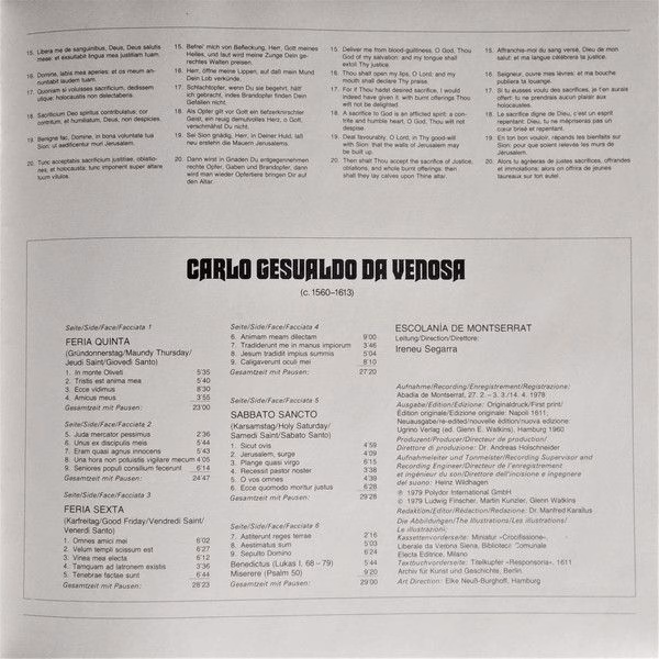 Archiv Produktion 2723 062 - Carlo Gesualdo, Escolanía De Montse - Image 27