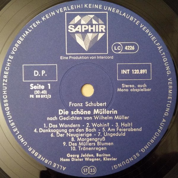 Saphir INT 120.891 - Franz Schubert, Georg Jelden, Hans Dieter W - Image 3