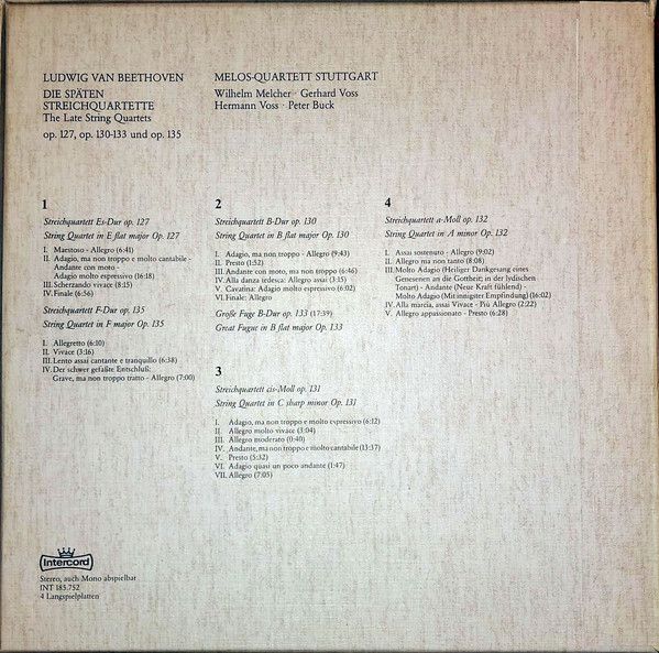 Intercord INT 185.752 - Ludwig van Beethoven, Melos Quartett - D - Image 2