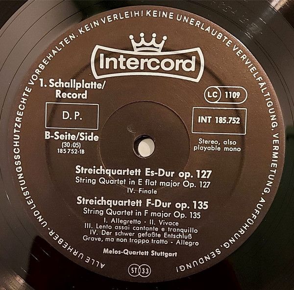 Intercord INT 185.752 - Ludwig van Beethoven, Melos Quartett - D - Image 12