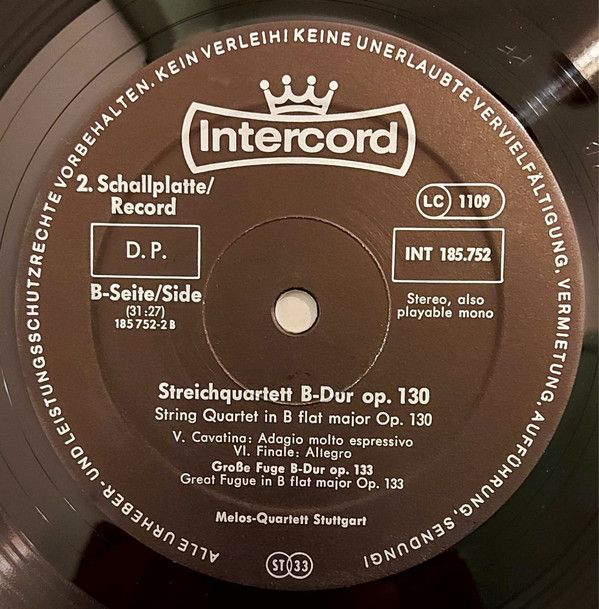 Intercord INT 185.752 - Ludwig van Beethoven, Melos Quartett - D - Image 14