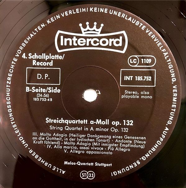 Intercord INT 185.752 - Ludwig van Beethoven, Melos Quartett - D - Image 18