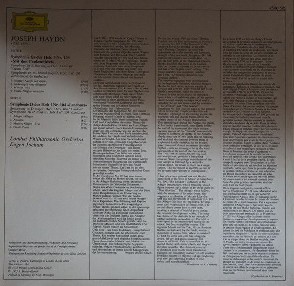 Deutsche Grammophon 2530 525 - Joseph Haydn, London Philharmonic - Image 2