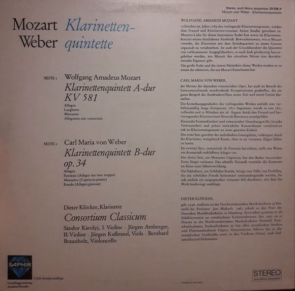 Saphir 29 358-9 - Wolfgang Amadeus Mozart, Carl Maria Von Weber, - Image 2