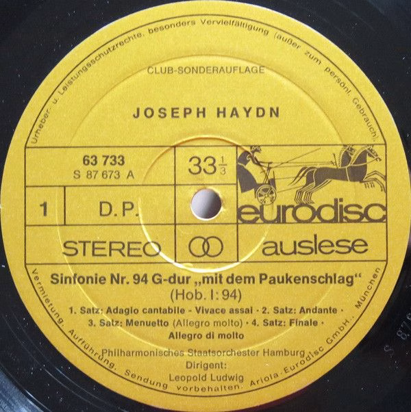 Eurodisc 63 733 - Joseph Haydn, André Navarra, Leopold Ludwig - - Image 3