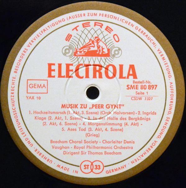 Electrola SME 80 897 - Edvard Grieg, Ilse Hollweg, The Beecham C - Image 3