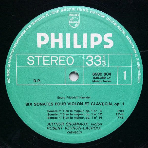 Philips 6580 904 - Georg Friedrich Händel, Arthur Grumiaux, Robe - Image 3