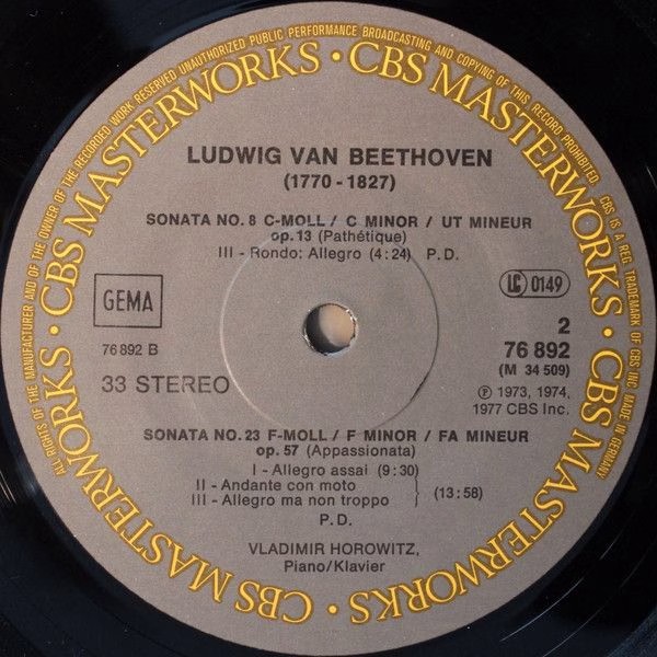 CBS Masterworks 76892 - Vladimir Horowitz, Ludwig van Beethoven - Image 4
