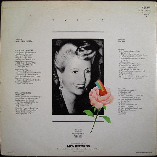 MCA Records MCX 503 - Andrew Lloyd Webber And Tim Rice - Evita - Image 3