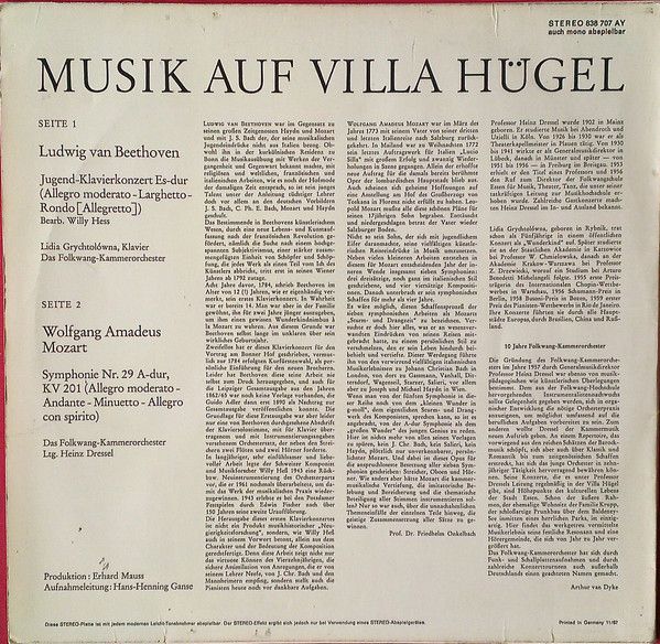 Philips 838 707 AY - Das Folkwang-Kammerorchester, Heinz Dressel - Image 2