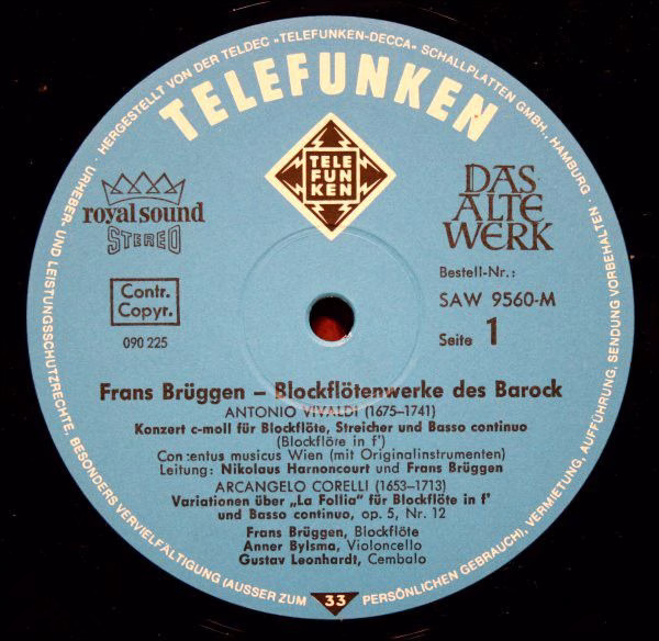 Telefunken SAW 9560-M - Frans Brüggen - Blockflötenwerke Des Bar - Image 3