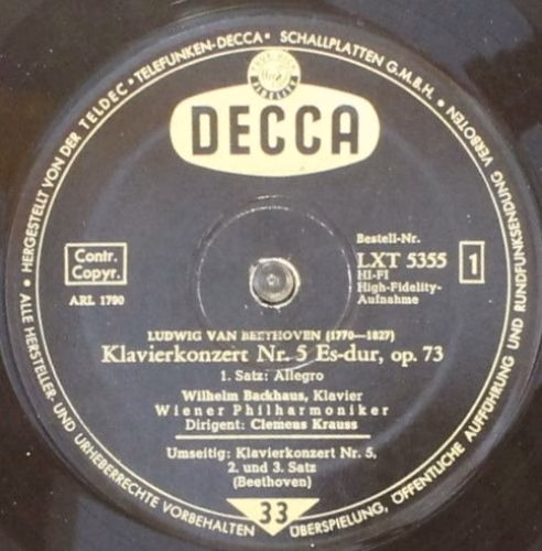 DECCA LXT 5355 - Ludwig van Beethoven, Wilhelm Backhaus, Wiener - Image 3