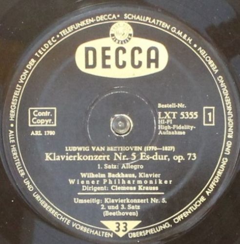 DECCA LXT 5355 - Ludwig van Beethoven, Wilhelm Backhaus, Wiener - Image 3
