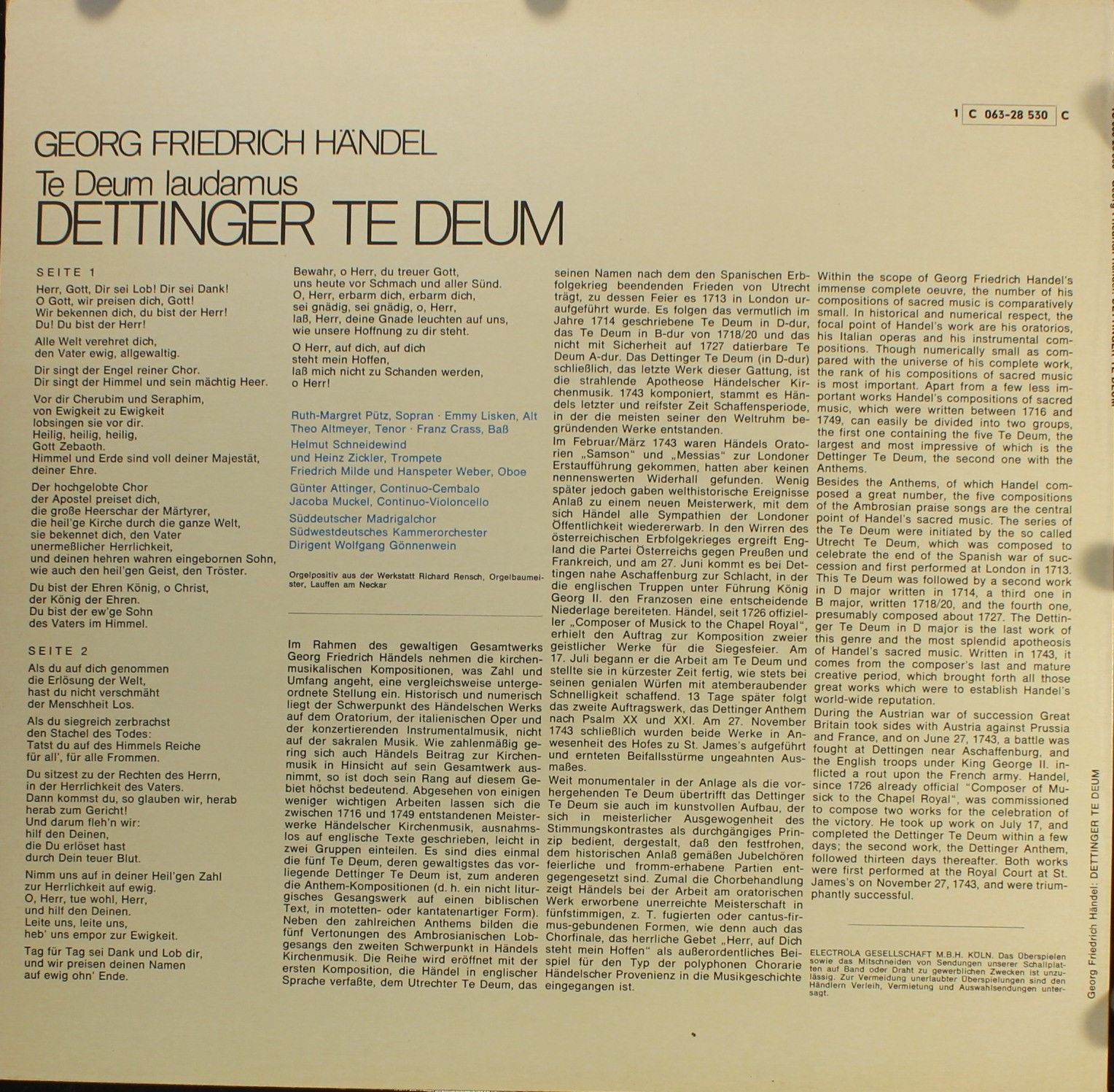 His Master's Voice 1C 063-28 530 - Georg Friedrich Händel, Emmy - Image 2