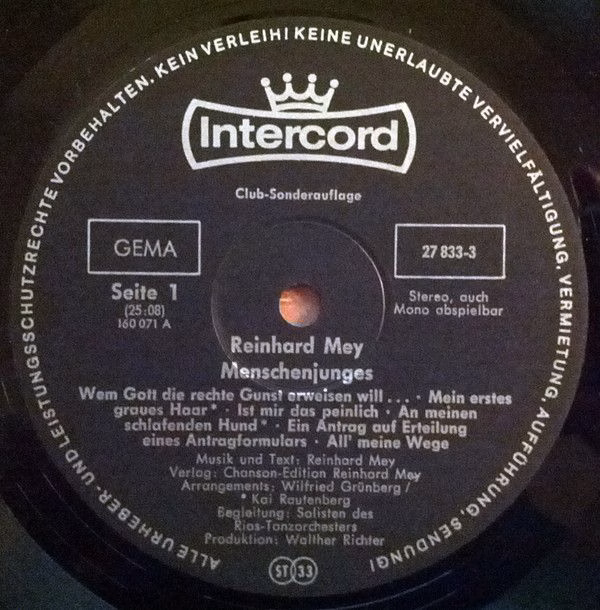 Intercord 27 833-3 - Reinhard Mey - Menschenjunges - Image 2