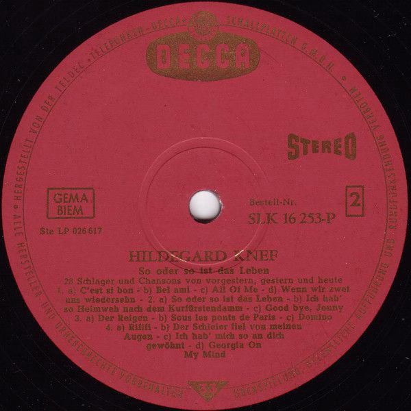 DECCA SLK 16 253-P - Hildegard Knef - So Oder So Ist Das Leben - Image 3