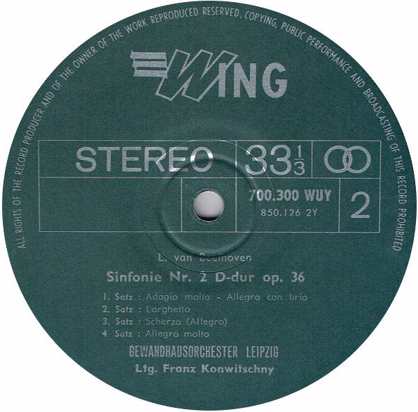 Wing Records 96 600 SAE - Ludwig van Beethoven, Gewandhausorches - Image 4