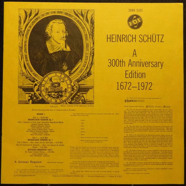 VOX (6) SVBX 5101 - Heinrich Schütz, Schwäbischer Singkreis And - Image 2