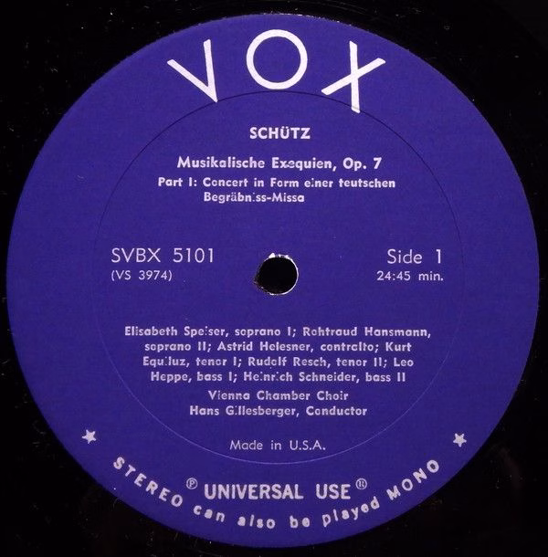 VOX (6) SVBX 5101 - Heinrich Schütz, Schwäbischer Singkreis And - Image 3