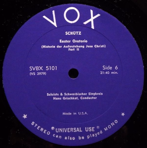 VOX (6) SVBX 5101 - Heinrich Schütz, Schwäbischer Singkreis And - Image 8
