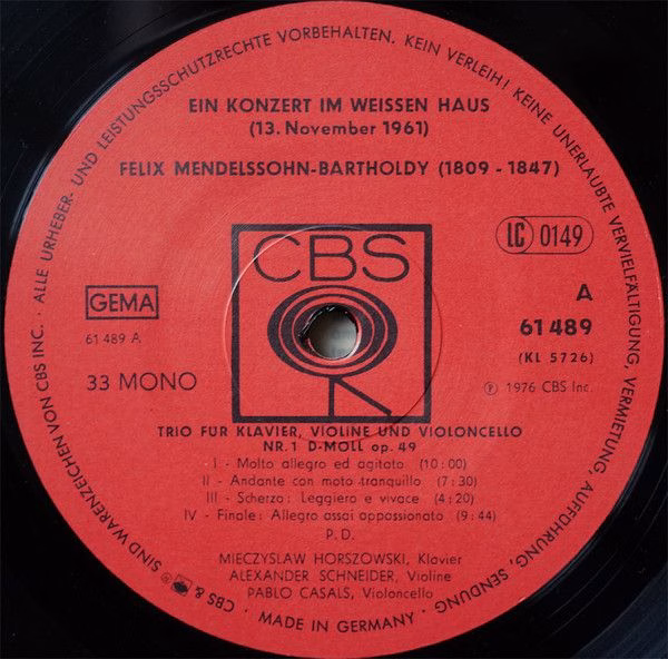 CBS 61 489 - Felix Mendelssohn-Bartholdy, François Couperin, Rob - Image 3