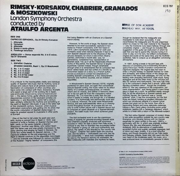 DECCA ECS 797 - Nikolai Rimsky-Korsakov, Emmanuel Chabrier, Lond - Image 2