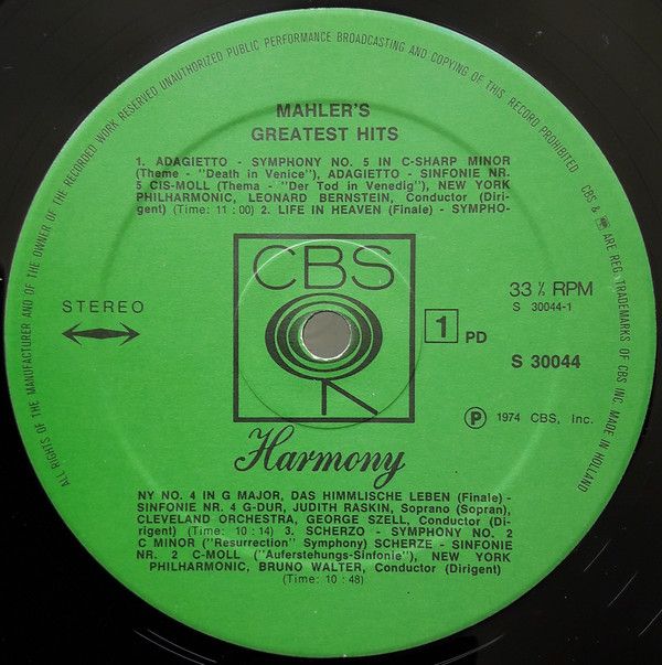 CBS Harmony S 30044 - Gustav Mahler - Mahler's Greatest Hits - Image 3