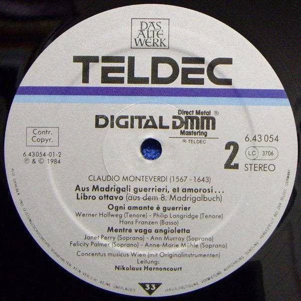 TELDEC 6.43054 - Claudio Monteverdi, Ann Murray, Trudeliese Schm - Image 5