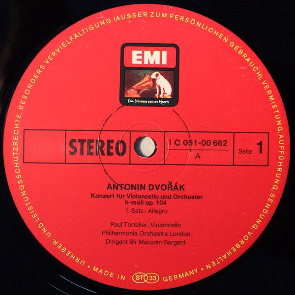 His Master's Voice 1C 051-00 662 - Antonín Dvořák, Paul Tortelie - Image 3