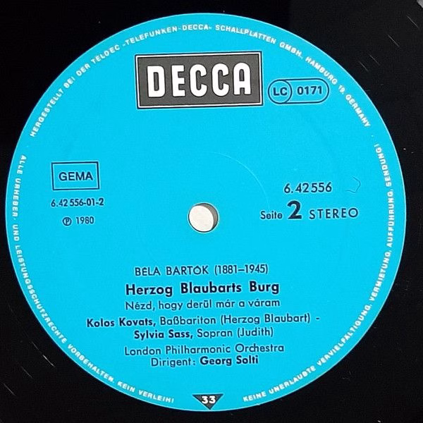 DECCA 6.42556 - Béla Bartók, Sylvia Sass, Kolos Kováts, London P - Image 4
