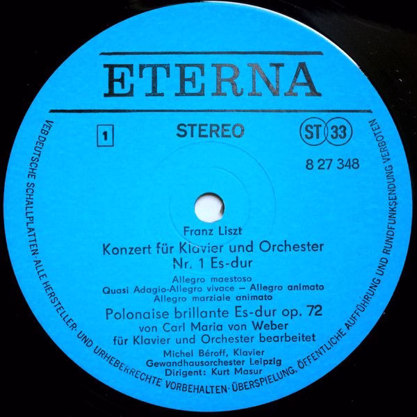 Eterna 8 27 348 - Franz Liszt, Michel Béroff, Gewandhausorcheste - Image 3