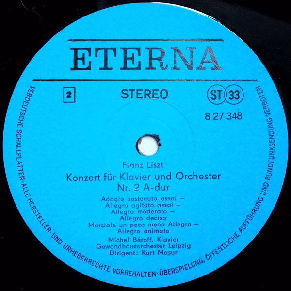 Eterna 8 27 348 - Franz Liszt, Michel Béroff, Gewandhausorcheste - Image 4
