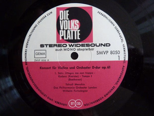 Die Volksplatte SMVP 8050 - Ludwig van Beethoven, Yehudi Menuhin - Image 2