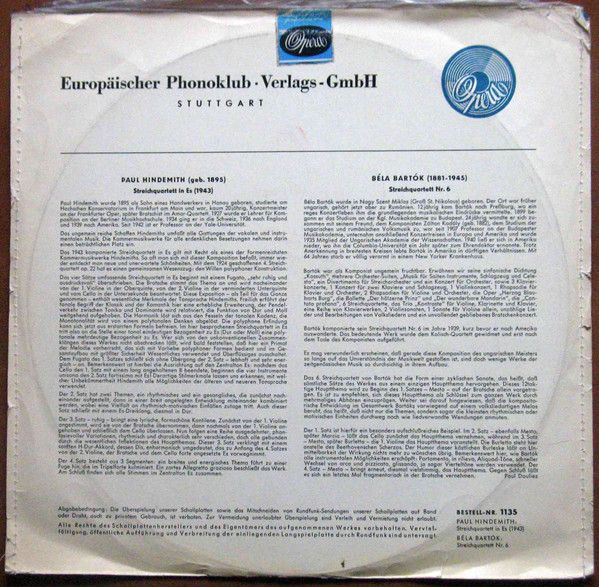 Opera 1135 - Paul Hindemith, Béla Bartók, Das Keller Quartett - - Image 2