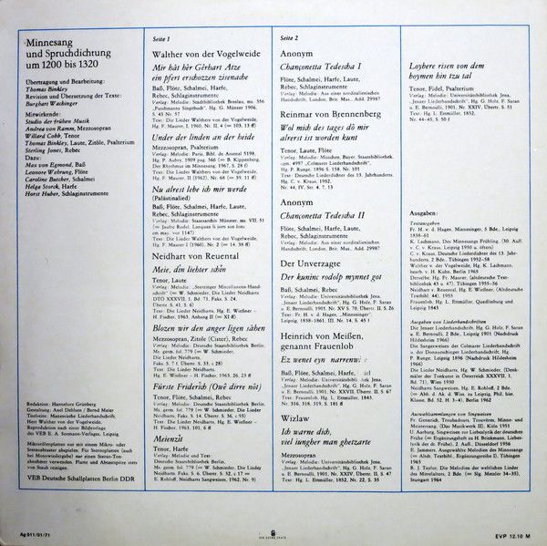 Eterna 8 26 133 - Studio Der Frühen Musik - Minnesang Und Spruch - Image 4