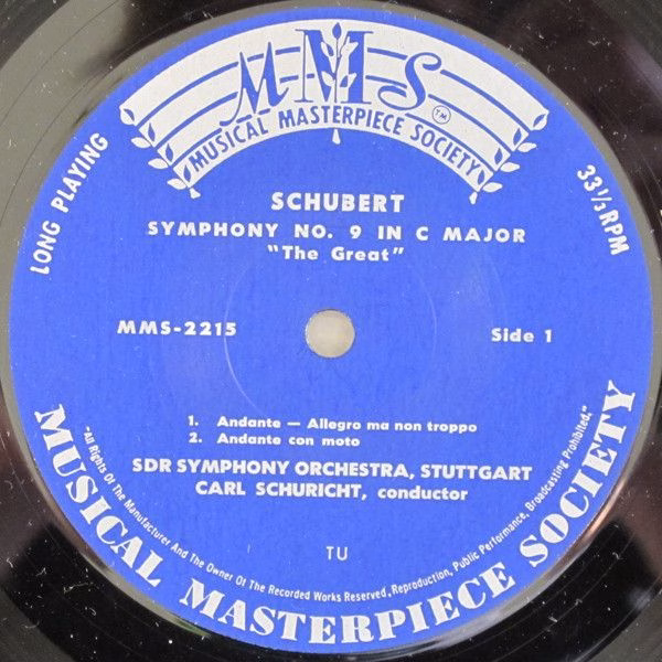 Musical Masterpiece Society M-2215 - Franz Schubert, Sinfonie-Or - Image 3
