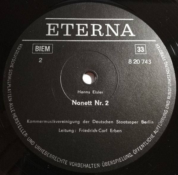 Eterna 8 20 743 - Hanns Eisler - Nonett Nr. 1 / Vierzehn Arten D - Image 4