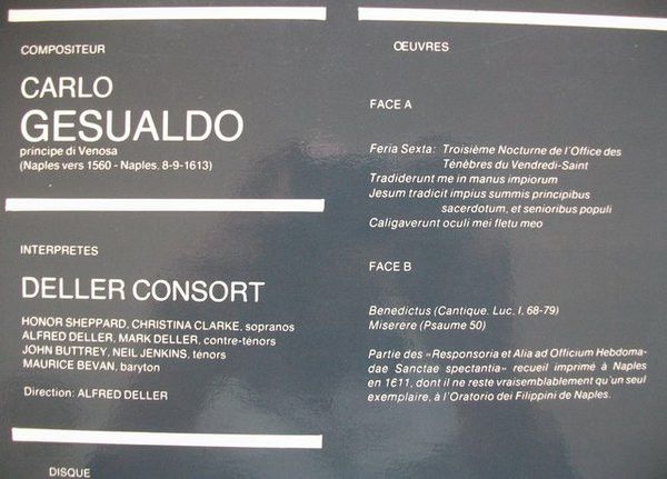 harmonia mundi France EHM-240 - Carlo Gesualdo, Deller Consort, - Image 2